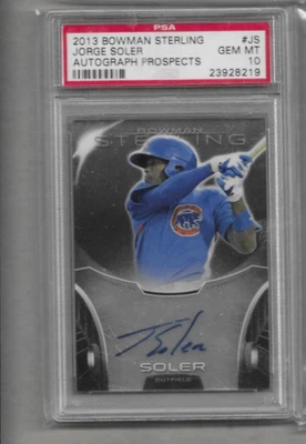 2013 Bowman Sterling Autograph Prospects Jorge Soler PSA GEM MINT 10 RC cubs - Image 1 of 2