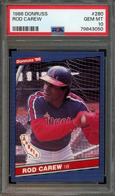 1986 Donruss #280 Rod Carew HOF GEM-MT PSA 10 Los Angeles Angels 3050 - Изображение 1 из 2