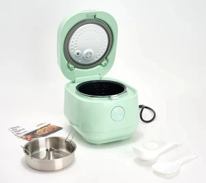 GreenPan Fuzzy Logic Carb Reducing 8 Cup Rice Cooker & Tools Mint Julep New - Picture 1 of 7