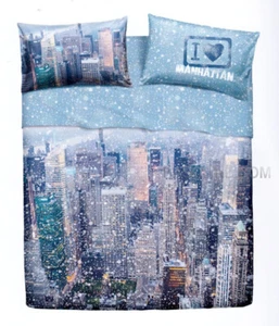 Set Lenzuola / Copriletto Matrimoniale White New York Digitale Imagine Bassetti - Imagen 1 de 13