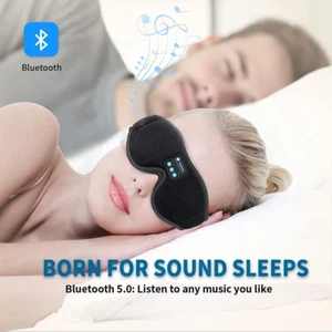 Wireless Bluetooth 5.0 Stereo Eye Mask Headphones Earphone Sleep Music Mask 3D - Picture 1 of 6