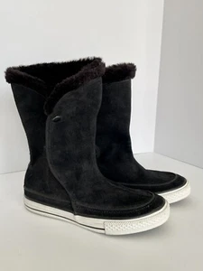 Converse Chuck Taylor Beverly Mid Boots Black Fur Lined Size 6 Women/ 4 Junior - Picture 1 of 12