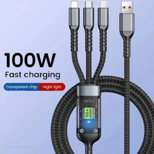 3-in-1 100 W Schnellladekabel USB Auf Typ-c Micro-schnellladekabel Für Iphone 15 - Afbeelding 1 van 24