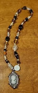 Vintage Cameo Pendant & Beaded Necklace - Picture 1 of 4