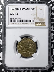 1923-D Germany 50 Pfennig NGC MS63 Lot#A7329 Choice UNC! - Picture 1 of 3