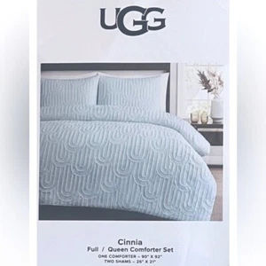 NWT UGG®Cinnia Full/Queen Comforter in Lt. Ice 3Pc Set Plush Texture MSRP $328 - Picture 1 of 14