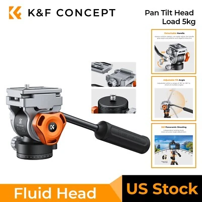 K&F Concept Video Fluid Head Stable Tripod Silky-Smooth Head Max Load 11lb/5kg - Image 1 of 4