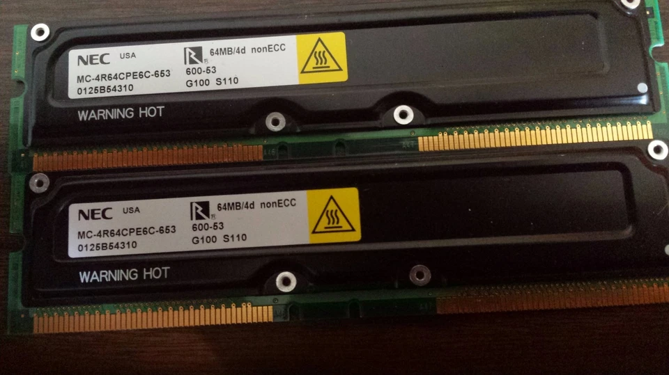 NEC 64 MB RIMM RDRAM Memory (MC-4R64CPE6C-653) - Image 1 of 1