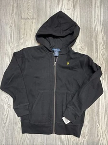 Classic Ralph Lauren Polo Zip Front Hoodie Black - Kids Small - Picture 1 of 2