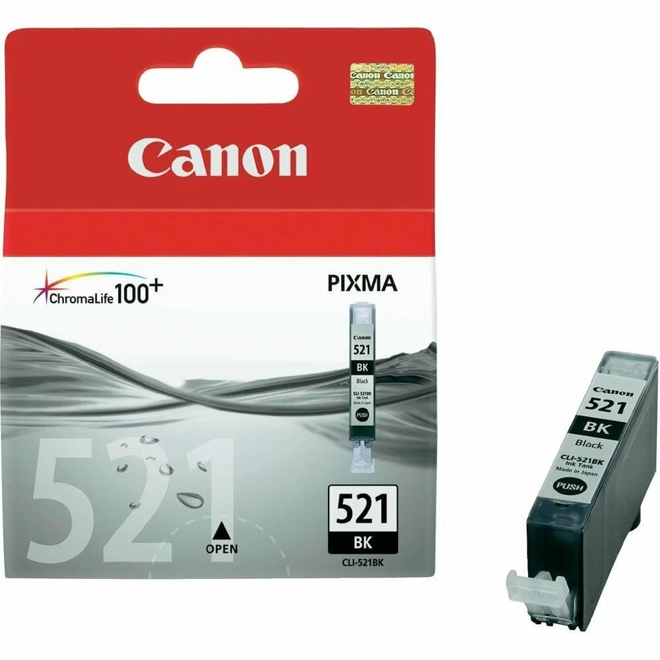Genuine Canon CLI-521BK BK Ink Cartridge for Pixma MP540 MP550 MP560 - Image 1 of 2