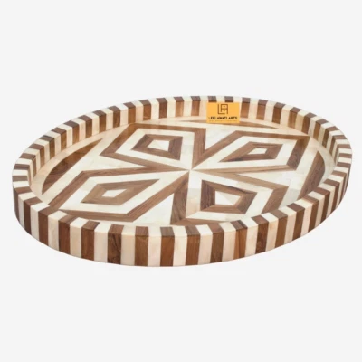 Home Décor  Wood Bone Inlay Serving Tray Home Use Tray - Image 1 of 4