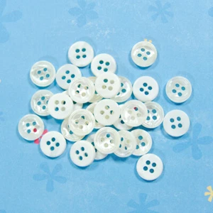 Round Plastic Mini Sewing Craft Buttons 4-Hole Pearlized Solid White 10mm Loose - Picture 1 of 1