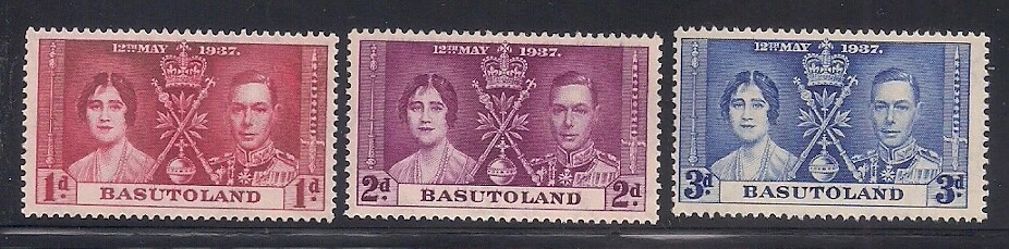 Basutoland 1937 Sc # 15-17 Coronation MLH OG - Изображение 1 из 1