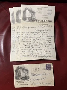 Vintage 1943 Hotel Sir Walter Raleigh, NC Letterhead & Stamped Envelope - Picture 1 of 4