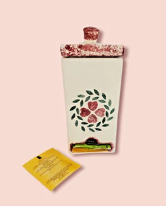 Vintage Ceramic Spongeware Kitchen Teabag Dispenser/Match Holder - Picture 1 of 6