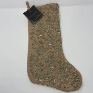 Christian Siriano Beaded Christmas Holiday Stocking 22" - Picture 1 of 5