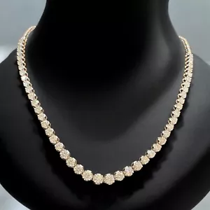 6.60 Cts Round Brilliant Cut Graduated Diamonds Tennis Necklace in 14K Rose Gold - Picture 1 of 13