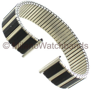 18mm Hirsch Black/Silver TwoTone Romunda Stainless Steel Twist-O-Flex Watch Band