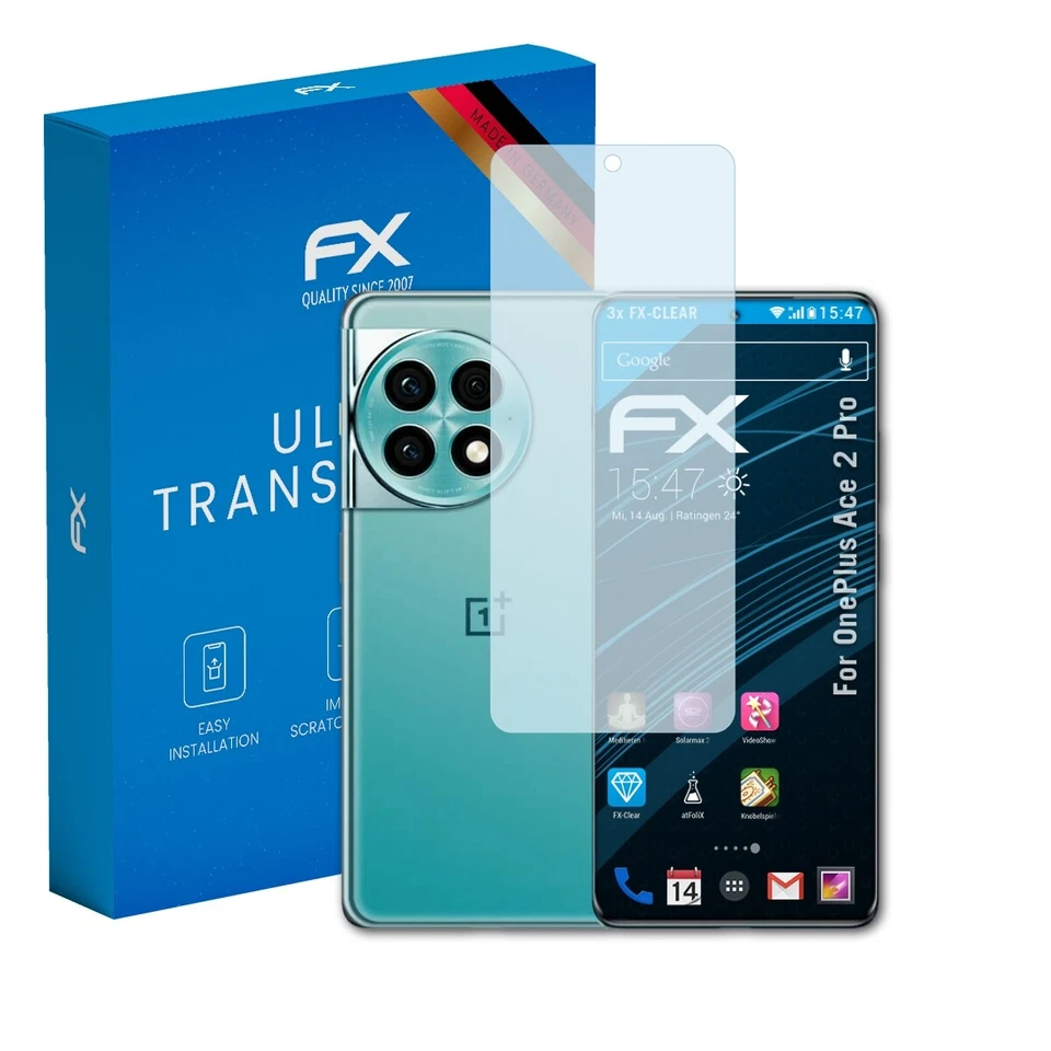 atFoliX 3x Screen Protection Film for OnePlus Ace 2 Pro Screen Protector clear - Image 1 of 4