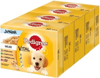 PEDIGREE JUNIOR HUNDENASSFUTTER HUNDEFUTTER MEGAPACK PORTIONSBEUTEL 48 x 100gr  - Bild 1 von 4