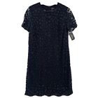 Juicy Couture Dress Sz 4 Womens Black Soft Woven Leopard Lace Embellished Shift 