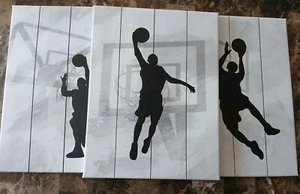 Wandbilder Basketball Leinwand Bilder schwarz-weiß Themen 3 Stück Leinwandbild - Bild 1 von 5
