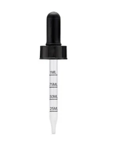 Black Gradulated Dropper Cap with Glass Pipette 1ml (50-Pack) - Picture 1 of 1