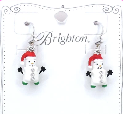 布莱顿棉花糖雪人法国丝圣诞耳环全新带标签48美元珠宝首饰 — 第 1/3 张图片