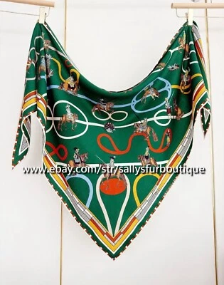 Sallys Cashmere & Silk Wrap Scarf Knight Print 2 Face Triangle Shawl 200* 95cm - Image 1 of 4