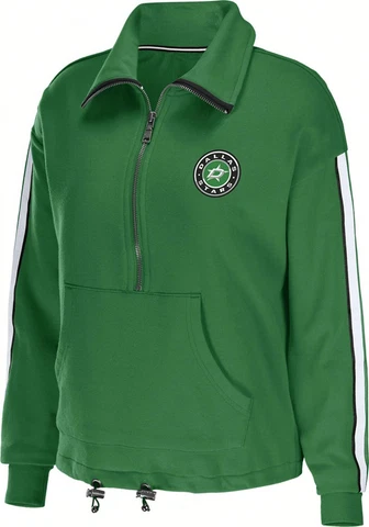 WEAR By Erin Andrews X LNH DALLAS STARS Green Bungee 1/4 Zip Pullover Sweatshirt Cover