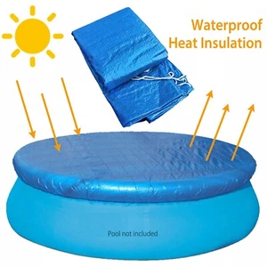 PE Round Swimming Paddling Pool Cover Dustproof Mat Cover for 8/10/12Ft Pool - Picture 1 of 11