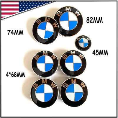 Juego de 7 insignias de tapas centrales emblema BMW 82mm 74mm 68mm 45mm Foto 1 de 4