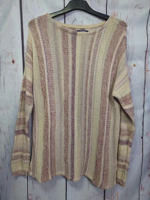 Suéter Tejido Chaps Talla XL Manga Larga Túnica Granate Bronceado Rayas Verticales [PT18] Foto 1 de 4