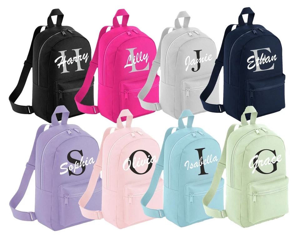 Personalised Kids School Backpack Custom Initial Name Bag Storage Day Care Bag - Image 1 of 1