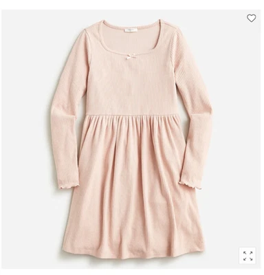 $79 NUEVO J. Vestido Crew Crewcuts Rosa Rubor Acanalado Cuello Cuadrado Talla 7 años Foto 1 de 4