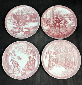 Spode Victoriano Anual Navidad Rosa Juego de 4 Platos Coleccionistas Juego Completo - Imagen 1 de 10