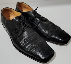 David Eden Oxford Herren Schwarz Größe 15 Echt Krokodil Eidechse Eckige Zehe Schuhe - Bild 1 von 13