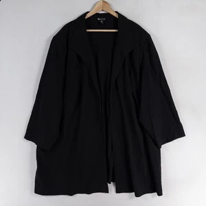 Maggie Barnes Blazer Jacket 34W Black Open Front 3/4 Sleeve Career Office - Picture 1 of 9
