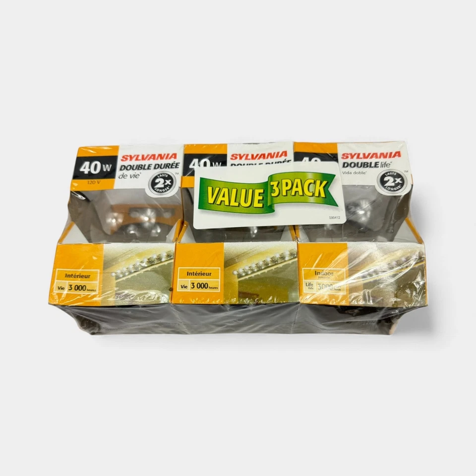 3-Pack Sylvania 40w 120v Double Life Clear Globe Light Bulbs Indoor G25 - Image 1 of 4