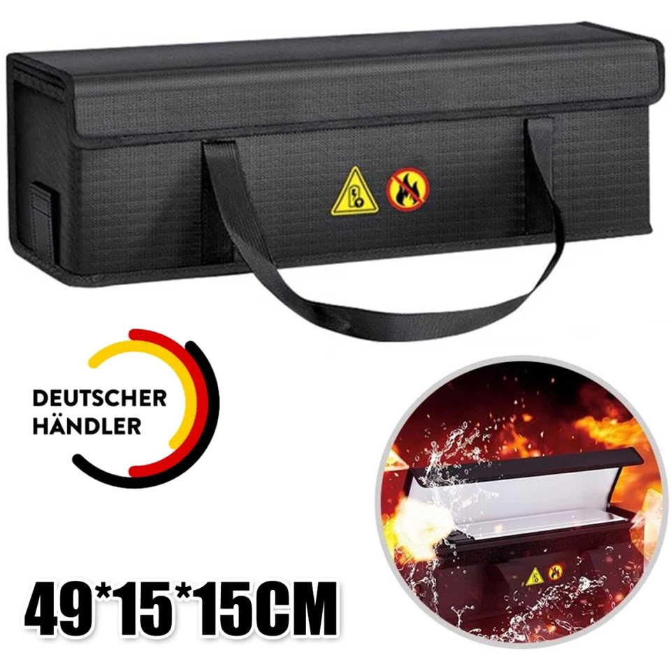 MARKENLOS Ebike Akku Tasche Brandschutz Akku Tasche bis 2000°C Explosionssicher Feuerfest