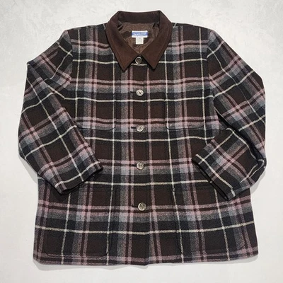 Women's Vtg Pendleton 100% Wool Flannel Patch Pocket Chore Coat Size 18W Plaid - Image 1 of 4