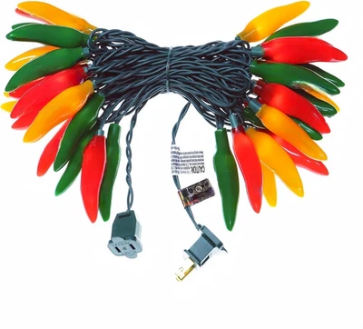 35 LED Red Green and Yellow Chili Pepper Christmas Lights, 18 Ft Green Wire Hous - Image 1 of 4