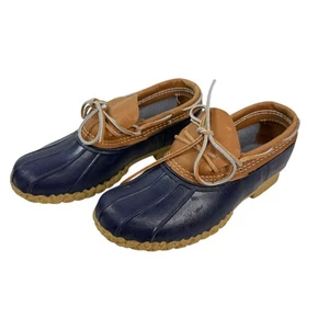LL Bean Bean Boots Rubber Mocs Low Slip On Duck Blue Women Size 10 Maine USA - Picture 1 of 11
