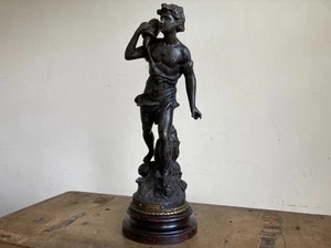 Antique 19th Century Mounted Wooden Base Statue by Sculptor Charles Anfrie - Picture 1 of 18