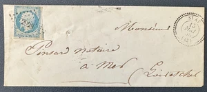 Napoleón 20c yt #14 S. Carta St Ay (Loiret) / PC 1998/1855 sello con cuentas - Imagen 1 de 3