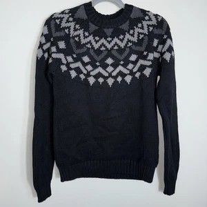 Armani Exchange A|X Men's Fair Isle Sweater-Black Gray-Cotton Wool Blend-XS - Picture 1 of 8