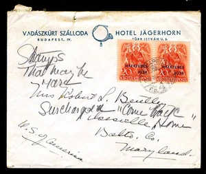 1938 Hungría #535 cubierta de Budapest a Baltimore, MD (ESP#L4588) - Imagen 1 de 2