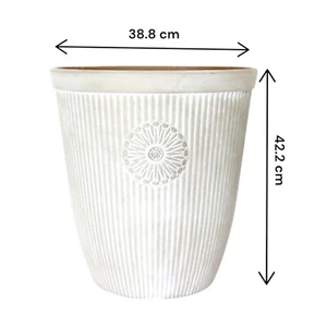 Somerville Fioriera Alta 16" Bianco Ciottoli | Vaso Premium da Esterno 33L Leggero - Foto 1 di 12