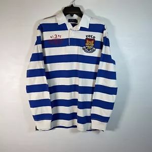 Polo Ralph Lauren Mangas Largas a Rayas Polo Rugby Para Hombre M Blanco Azul $148 - Imagen 1 de 6