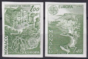 Europa CEPT 1978 Monaco Yvert 1139/40 imperfetto. verde proof MNH VF - Foto 1 di 1